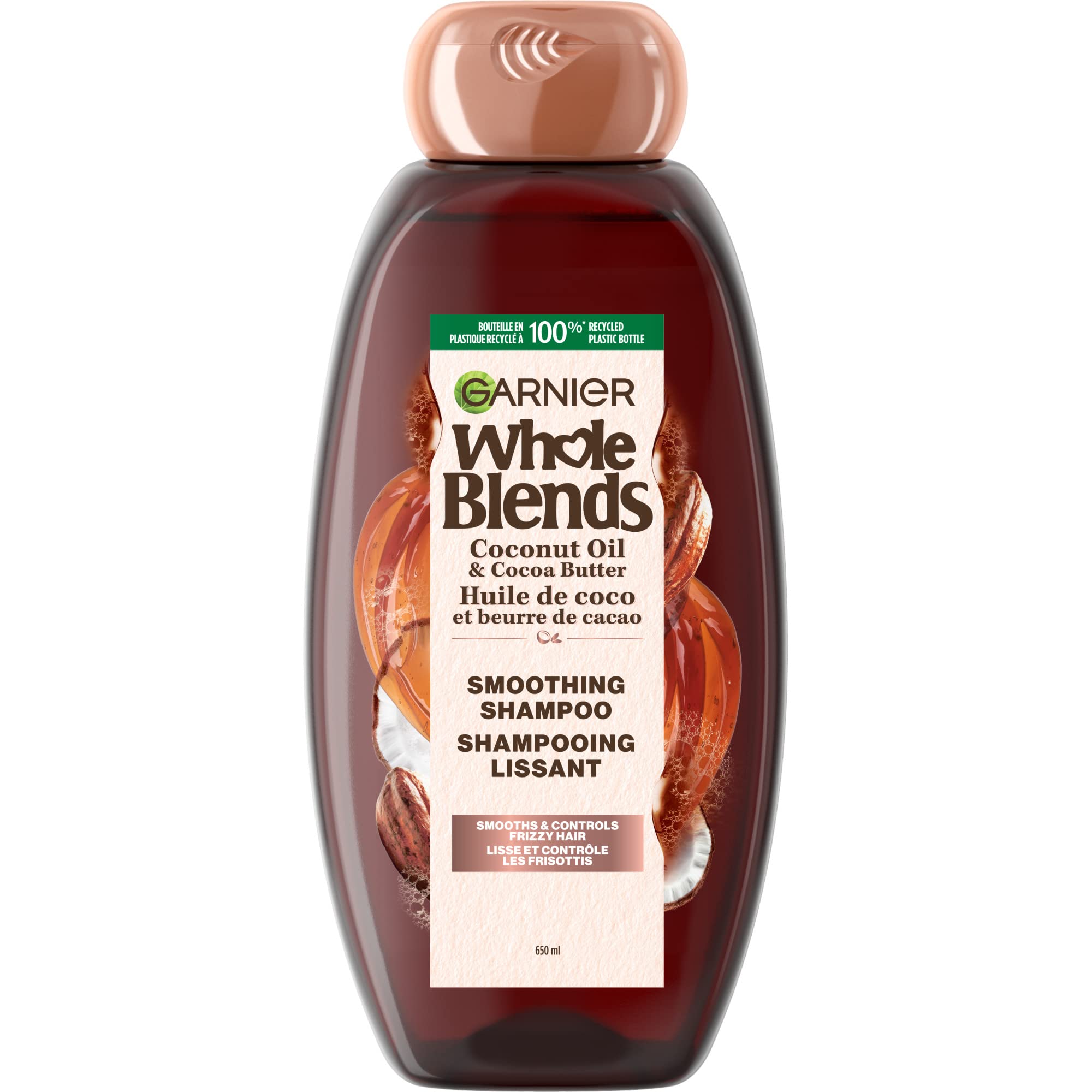Garnier Whole Blends Smoothing Shampoo for Frizzy Hair, with